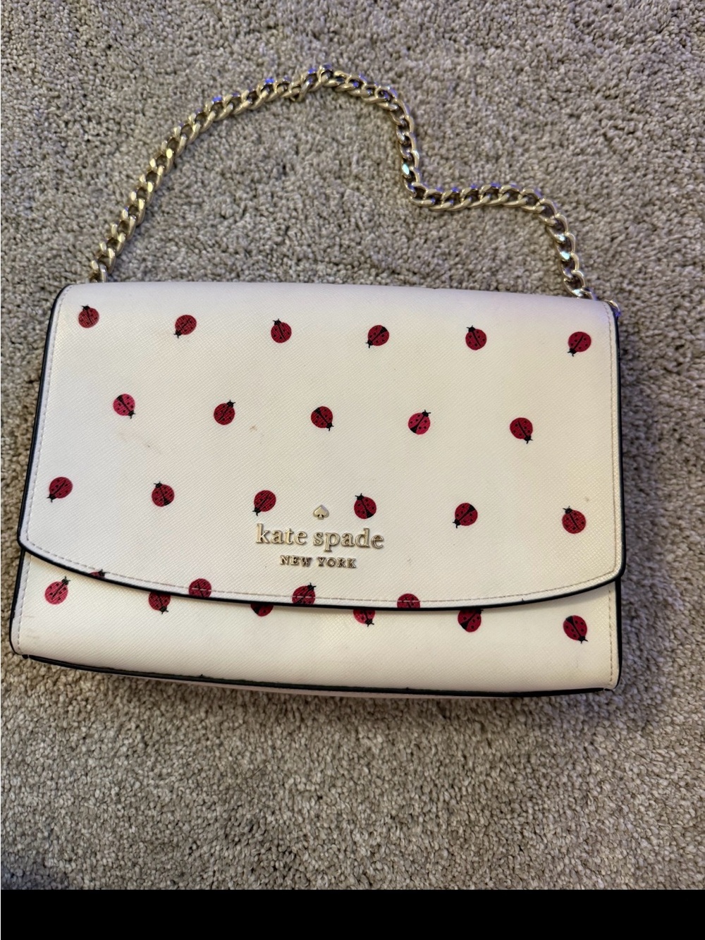 kate spade Cream Shoulder Bag with Red Ladybug Print